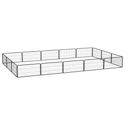 Tarc caini 16 panouri negru 100x50 cm otel vopsit electrostatic GartenMobel Dekor