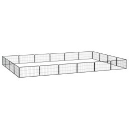 Tarc caini 20 panouri negru 100x50 cm otel vopsit electrostatic GartenMobel Dekor