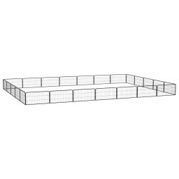 Tarc caini 24 panouri negru 100x50 cm otel vopsit electrostatic GartenMobel Dekor