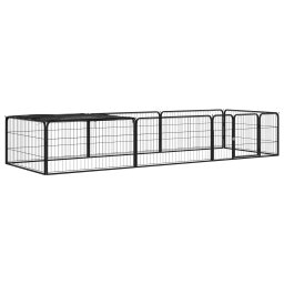 Tarc caini 8 panouri negru 100x50 cm, otel vopsit electrostatic GartenMobel Dekor