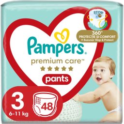 Pampers Premium Care Pants Size 3 scutece de unică folosință tip chiloțel 6-11kg 48 buc