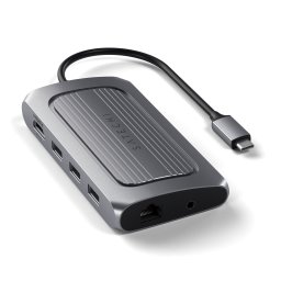 Adaptor multiport USB-4 Satechi Satechi 8K HDMI 1x8K HDMI/30Hz, USB-C PD 100W, Ethernet, 2xUSB-A 3.2, 1xUSB-A 2.0, Micro/SD, 3.5mm audio, Gri spatial