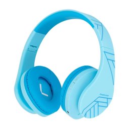 Casti Wireless Over-Ear Pentru Copii, PowerLocus P1, Protectie auz 85db, Microfon, Wireless, Bluetooth 5.3, Compatibilitate universala pentru iPhone, Android, Laptop, PC, Albastru