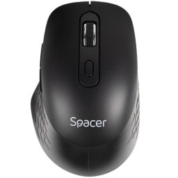 MOUSE wireless Spacer, PC sau notebook, 2.4GHz + Bluetooth 5.1, optic, max.1600 dpi, butoane-scroll 6-1,buton ON-OFF, click silentios S-D, baterii AAAx2 incluse, Negru, "SPMO-WS02-BT