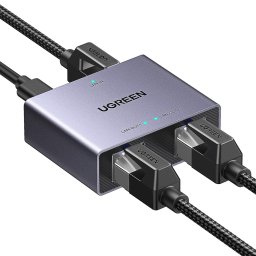 Splitter Retea UGREEN NW301, 1 la 2 Gigabit 1000 Mbit/s, USB, Negru