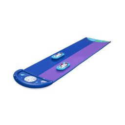 Tobogan H2OGO! Bestway 52642, Lunar Launch, pentru 2 persoane 488 x 138 cm, 2 mini-placi de surf, Albastru-Mov