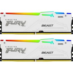 Kit dual memorie RAM Kingston FURY Beast RGB, Capacitate DDR5 64GB (2x 32 GB), Frecventa 6400 MHz, CL 32, Alb