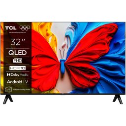 Televizor TCL QLED 32S5K, 80 cm, Smart Android TV, Full HD, Clasa F , DVB-T2/HEVC/S2, DVB-C, 2xHDMI, USB, Wi-FI, Negru