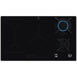Plita incorporabila Electrolux KDI941723K, Mixta, 2 arzatoare gaz / 3 zone inductie, Aprindere electrica, Gratare Fonta, Timer Electronic, 90 cm, Negru