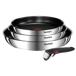 Set 4 piese TEFAL Ingenio Emotion, tigaie de 22/24/28 cm, maner detasabil, invelis antiaderent, Thermo-Signal, inductie, argintiu