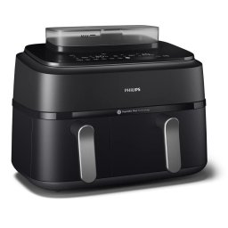 Friteuza cu aer cald dubla Philips Seria 5000 Steam Airfryer NA551/00, 9 l, 2750 W, Negru
