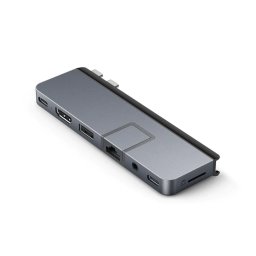Hub 7-in-2 compatibil Hyper HyperDrive Dual USB-C cu adaptor extern USB-C universal, pentru toate dispozitivele Apple MB, Gri spatial