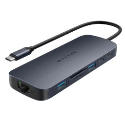 Hub USB-C universal 10-in-1, HyperDrive EcoSmart Gen.2 cu alimentare pass-thru PD3.1 de 140 W, Albastru