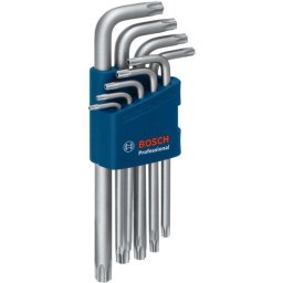 Set 9 chei hexagonale Torx BOSCH 1600A01TH4, chei imbus TX cu design flexibil si robust pentru uz profesional