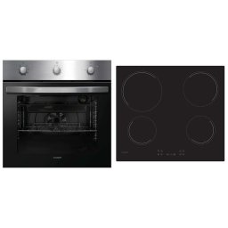 Pachet Candy P CT20CXCH64CCB, cuptor electric incorporabil F IDC X612, clasa A+, 70 litri, 7 programe de gatire, inox, plita vitroceramica CH64CCB, 4 zone, touch control, 60 cm, negru