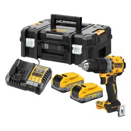 Masina compacta de gaurit si insurubat (bormasina) pe acumulator cu percutie DeWALT DCD805S2T, 18V XR, motor fara perii, 2x acumulator 3.5 Ah POWERSTACK, 27/90 Nm, 2000 RPM, 2 viteze, iluminare LED, include cutie transport TSTAK, incarcator rapid