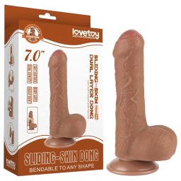 Lovetoy - dildo cu testicule - dublu strat, 18,3cm, culoare naturală