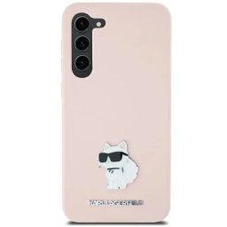 Husa Karl Lagerfeld Silicone Choupette Metal Pin case for Samsung Galaxy S23 Ultra - pink