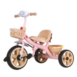 Tricicleta cu suport pentru picioare, NBW, roti silentioase EVA si doua cosuri, 2-5 ani, Roz
