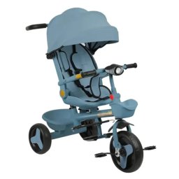 Tricicleta 4 in 1 cu maner parental, NBW, scaun cu pozitie de somn, copertina UV si far LED, 1-5 ani, Albastru