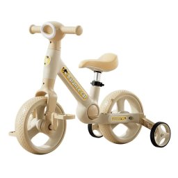 Bicicleta copii cu roti ajutatoare, 2-4 ani, 2in1, Crem, 10 inch