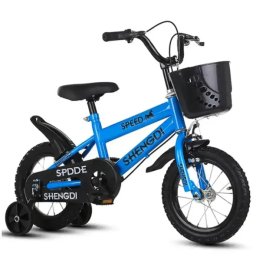 Bicicleta copii 16 inch cu roti ajutatoare si frane C-brake, NBW, 4-6 ani, Albastru