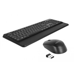 DELOCK LIMBA GERMANA Wireless negru (csukló pihentetovel) USB klaviatúra și mouse set 2.4 GHz