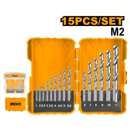 Set burghie metal M2 HSS industrial, 15 piese, varf 135