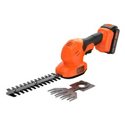 Foarfeca cu acumulator 18V pentru tuns iarba si arbusti Black Decker BCSS18D1-QW, sistem 2 in 1, lungime lama arbusti 20 cm, livrata cu 1 x acumulator 2.0 Ah si incarcator