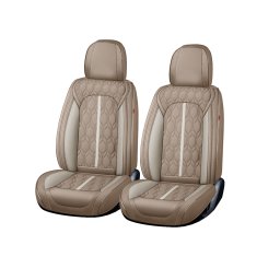 Huse auto premium Carguard Deluxe piele ecologica perforata - maro deschis - crem