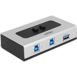 Switch 2-ports USB 3.0 type B silver, manual bidirectional