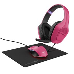Mouse TR-25179, Optic, USB, Roz + Casti cu microfon, USB, Roz + Mouse Pad, Roz