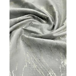 Set 2 draperii Hiko Goldie COMFY IZMIR, catifea imprimata, gri auriu, cu rejansa creion, 6,5cm