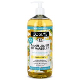 Sapun lichid si gel de dus BIO de Marsilia cu flori de portocal(format mare) Coslys
