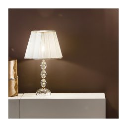 Ondaluce - Lampă de masă din cristal BRIGIDA, 1xE27/15W/230V, crem/transparentă