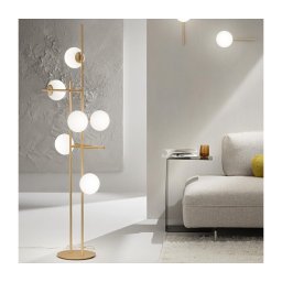 Ondaluce - Lampadar JEWEL, 6 x E14, 10 W, 230 V, 166 cm, auriu/alb