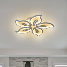 Lustra LED JASMINE 66W cu telecomanda, 5 petale, dimabila, alb mat