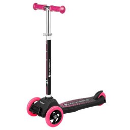Trotineta pentru copii Rebel Kids Wheels Rebel, 3 roti, ghidon reglabil, negru-roz