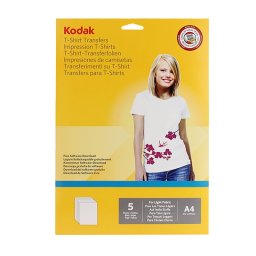 Hartie transfer termic Kodak A4 pentru textile albe, 5 coli inkjet