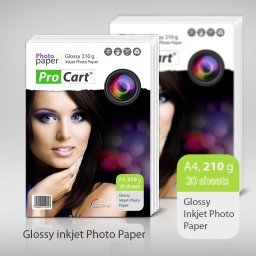 Hartie foto glossy A4 210 g Procart, 20 coli, pentru imprimante inkjet