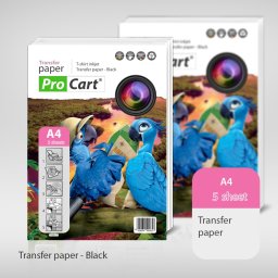 Hartie transfer termic A4 pentru tricouri negre, inkjet, set 5 coli
