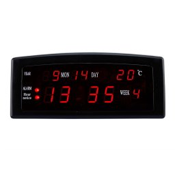 Ceas de birou digital Caixing cu LED rosu, calendar, temperatura si 8 alarme