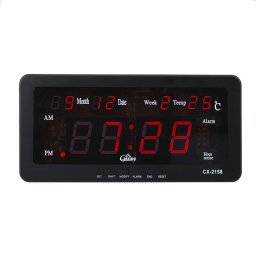 Ceas digital cu LED rosu Caixing, 12h, calendar, temperatura si 8 alarme