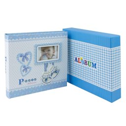 Album foto baby personalizabil Baby Milo, 200 poze 10x15 cm, cu cutie albastra