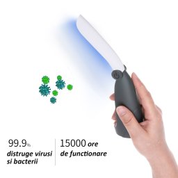 Sterilizator UVC portabil pliabil 2W, pe baterii AAA, pentru dezinfectare rapida