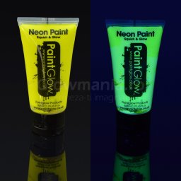 Vopsea UV neon galbena pentru bodypainting Paint Glow, 50 ml