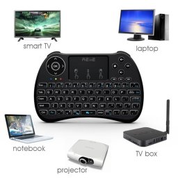 Mini tastatura wireless iluminata cu touchpad pentru TV Box/PC, Rii H9+