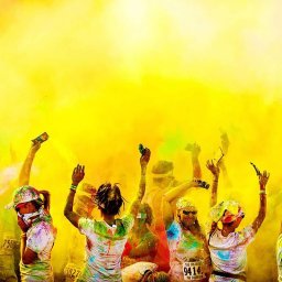 Pudra Holi neon UV galben 100 g, biodegradabila pentru petreceri glow