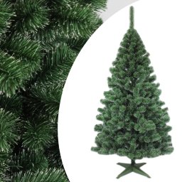 Brad artificial de Craciun 150 cm Pin Cashmere cu varfuri ninse, 98 cm diametru, suport inclus