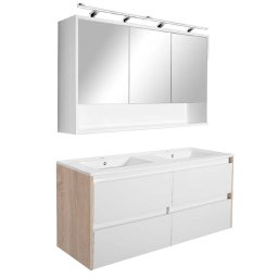 Set mobilier baie Leziter Porto 120 cm, stejar sonoma-alb, lavoar dublu